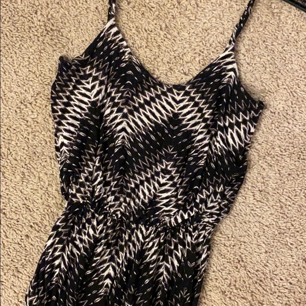 Black and white fitted waist maxi dress